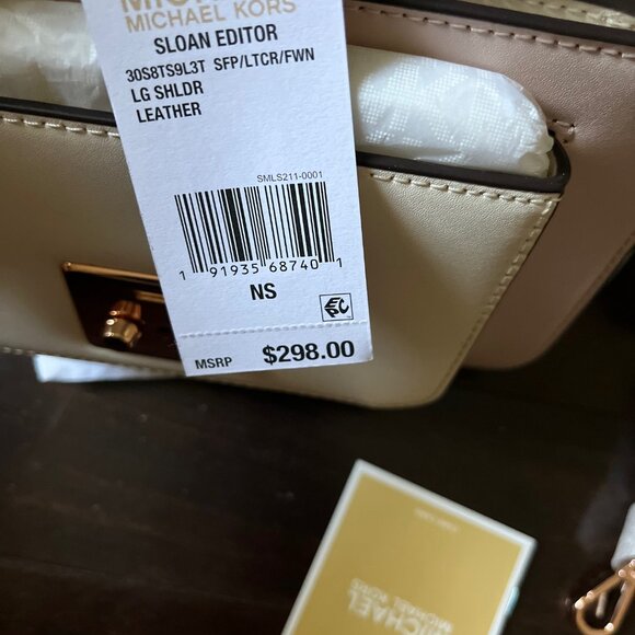 Michael Kors Sloan Editor Large Crossbody Bag Pink/White/Fawn - Rose Gold - Picture 7 of 9